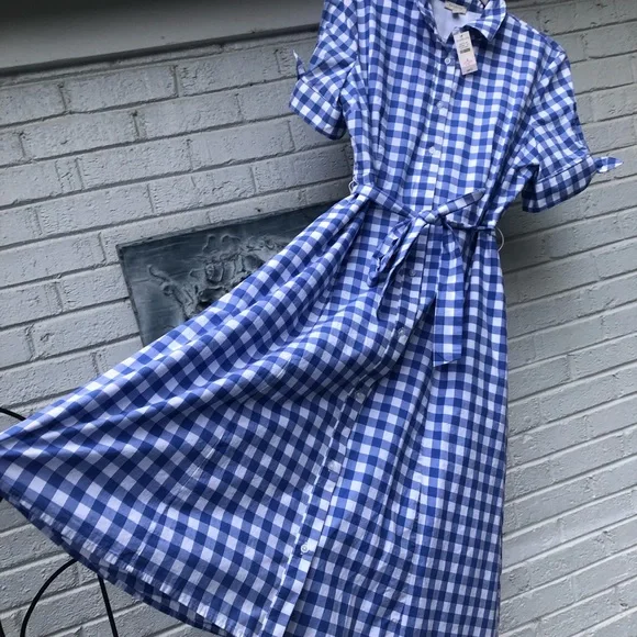 Talbots Blue Ruffled Smocked Midi Dress - Picture 11 of 14